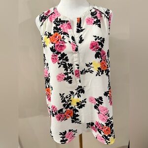 Daniel Rainn Rose Print Sleeveless Tunic Tank Top